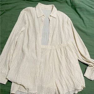 Dressed in LALA Friends Forever Crinkle Button Up Short Set